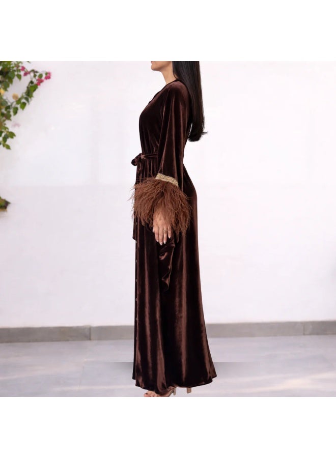 QABEELA RAM26 MOONA BROWN KAFTAN - Image 2