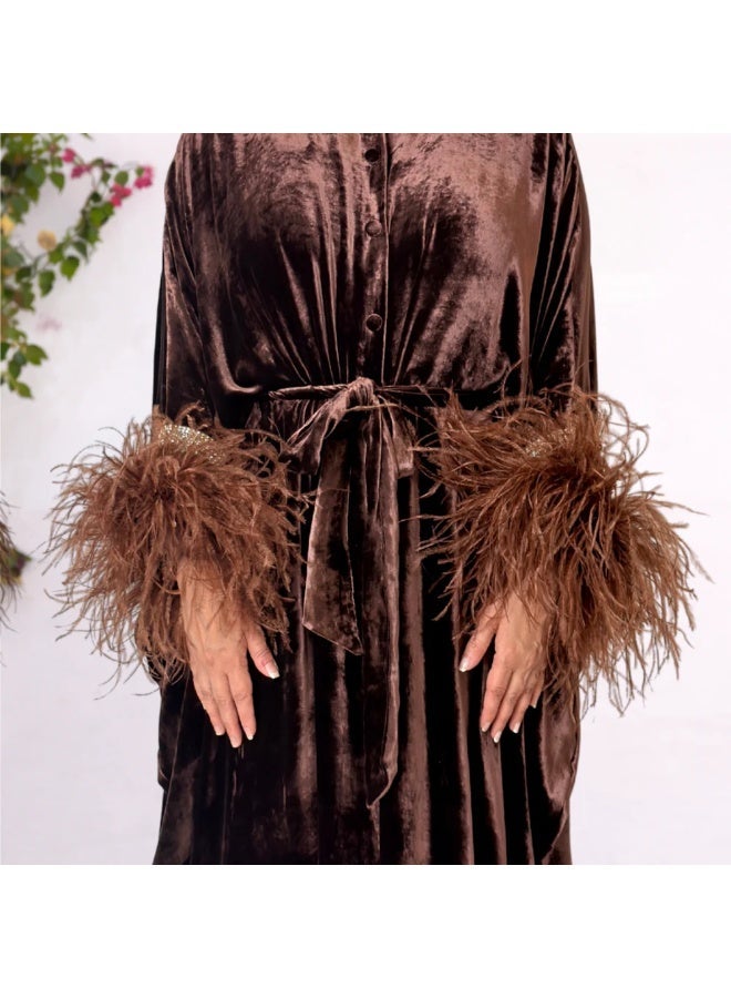 QABEELA RAM26 MOONA BROWN KAFTAN - Image 3