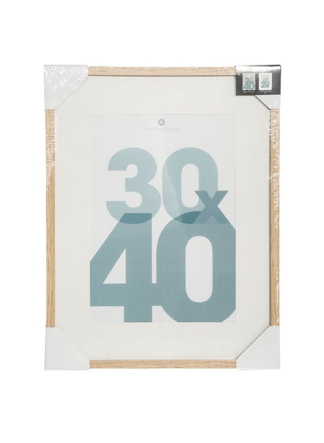 atmosphera Manu Wooden Rectangular Photo Frame Beige 30 x 40 cm 162355C  - Image 1