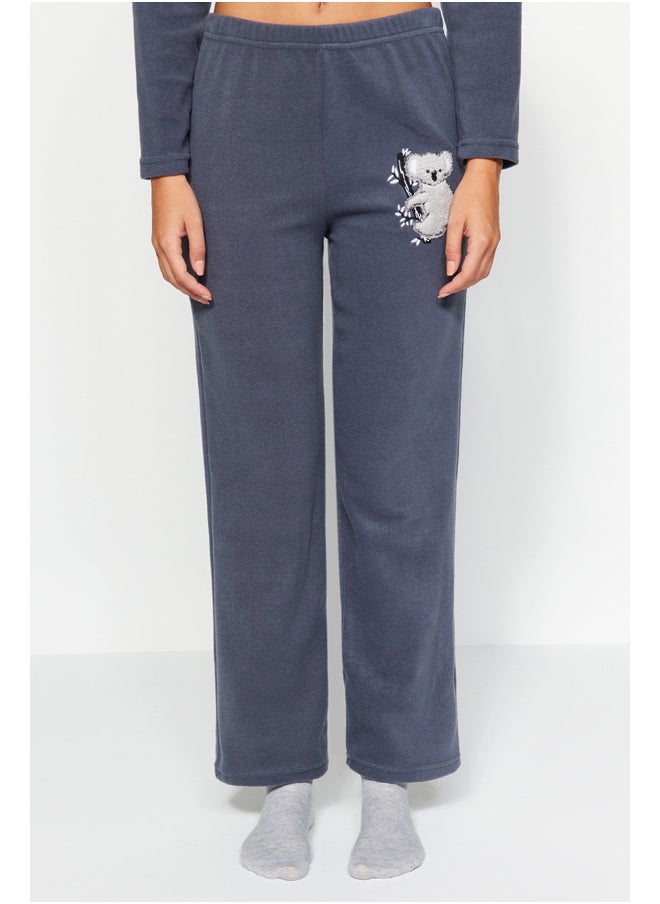 trendyol - Gray Fleece Koala Pattern Tshirt-Pants and Knitted Pajamas Set THMAW24PT00028. - Image 1
