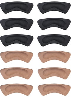Hotop 6 Pairs Heel Stickers Grips Liner Heel Cushion Pads Inserts for Loose Shoes Women Christmas(Black, Brown) 