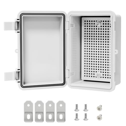 LMioEtool Junction Box, ABS Plastic, IP65 Waterproof Dustproof Universal Electrical Enclosure, Hinged Shell Outdoor and Indoor Usage Project Box, 5.9"x 3.9"x 2.8"(150x100x70mm), Grey - Image 1