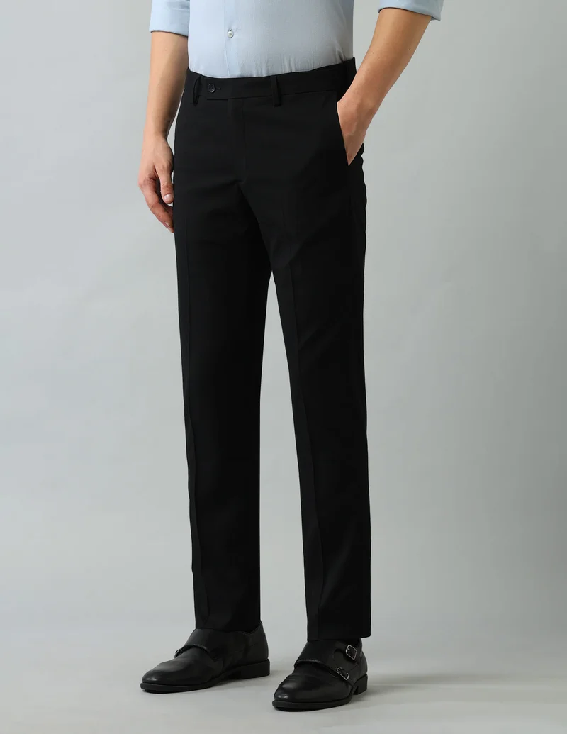 Arrow Black AutoFlex Regular Fit Trousers for Men | Best Price UAE