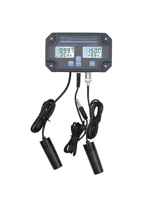 Wifi Digital Water Quality Tester Wall Mounted 6 in 1 Water Analyzer PH/ EC/ TDS/ SALT/ S.G/ Temperature APP Remote Monitoring Alarm Notification for Drinking Water Aquarium Hydroponics Lab