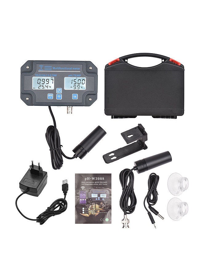 Generic - Wifi Digital Water Quality Tester Wall Mounted 6 in 1 Water Analyzer PH/ EC/ TDS/ SALT/ S.G/ Temperature APP Remote Monitoring Alarm Notification for Drinking Water Aquarium Hydroponics Lab - Image 1