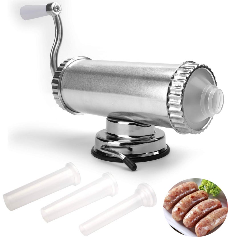 Lawei Lawei 2 LBS Sausage Stuffer  Horizontal Kitchen Stuffing Maker Stainless Steel Meat Sausage Machine for Household Commercial 