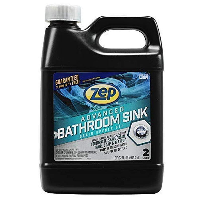 Zep Advanced Bathroom Sink Drain Opener Gel  32 Ounce  U49310  Formulated for Toothpaste Shave Cream Hair Soap and Makeup - Image 1
