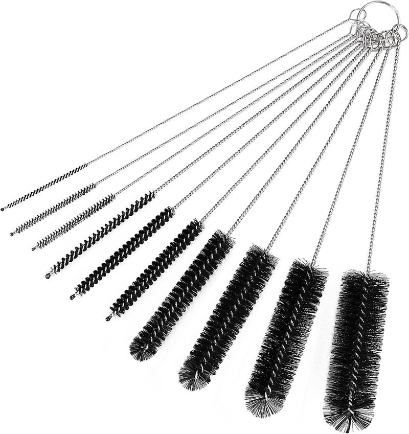 CiaraQ Bottle Cleaning Brushes, 9.8 Inch Nylon Tube Brush Set, Cleaner for Narrow Neck Bottles Cups with Hook, Set of 10pcs Occasional & permanent usable - Image 1