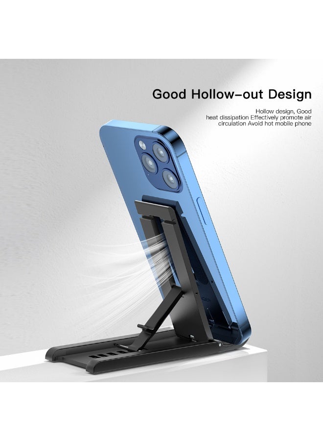 ESSAGER 2PCS Phone Holder Phone Stand, Adjustable Foldable Mobile Holder, Universal Mobile Phone Holder for Desk and Table, Mini Portable Stand, Black - Image 4