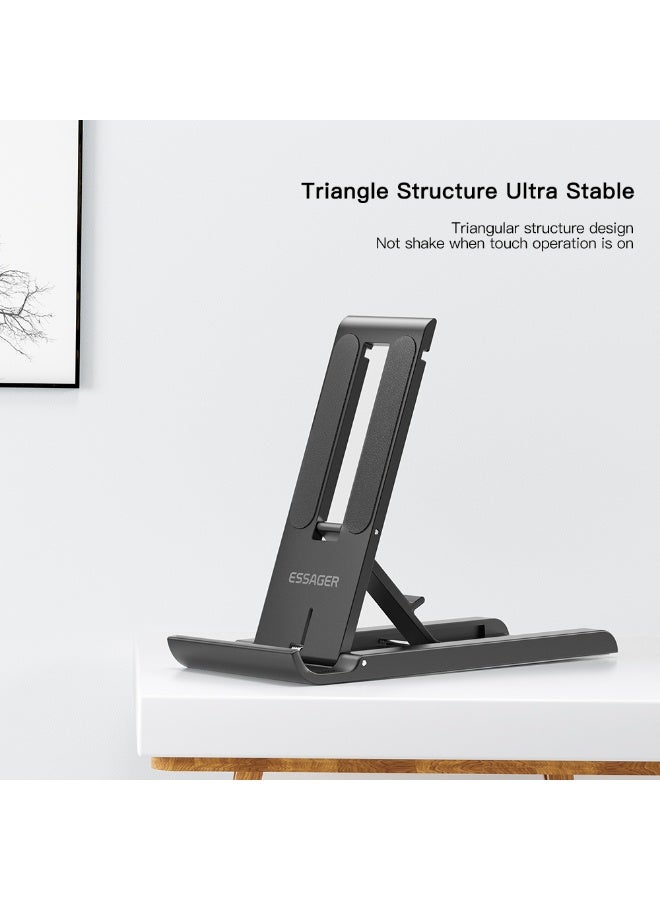 ESSAGER 2PCS Phone Holder Phone Stand, Adjustable Foldable Mobile Holder, Universal Mobile Phone Holder for Desk and Table, Mini Portable Stand, Black - Image 3