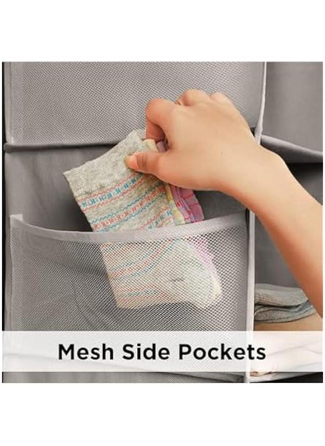 HOOKOR - 4-Shelf Hanging Closet Organizer with 8 Side Pockets for Clothes Shoes, Hanging Shelves for Closet, Fabric 80x30x22CM(Grey) - Image 1