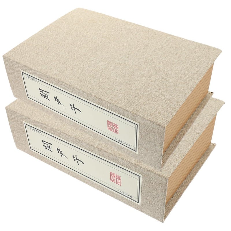 2 Pcs Vintage Faux Antique Decorative Books For Home Shelf Desk Decor Edged Finish - Image 2