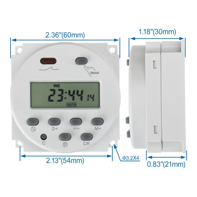 Baomain مفتاح توقيت باومين الرقمي، مؤقت LCD قابل للبرمجة، إدخال 24 فولت DC/AC، إخراج 200-250 فولت 16 أمبير، 28 برنامج جدول يومي/أسبوعي، CN101A للتحكم في الإضاءة والمعدات - Image 4