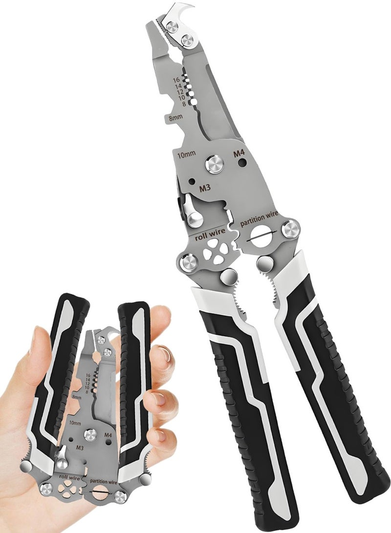 GNAFOTU 18 in 1 Folding Wire Stripper Multi-Function Wire Stripper Crimping Pliers, Quick Mech Tools Foldable Crimper Tool, Electrician Multitool, Easy to Carry for Home Repairs, Electrical Work - Image 1