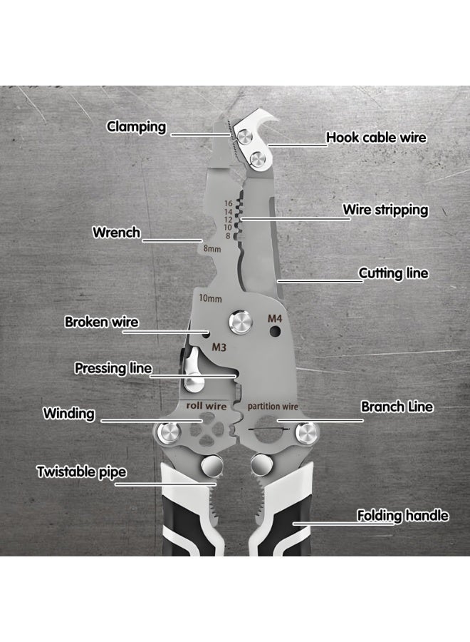 GNAFOTU 18 in 1 Folding Wire Stripper Multi-Function Wire Stripper Crimping Pliers, Quick Mech Tools Foldable Crimper Tool, Electrician Multitool, Easy to Carry for Home Repairs, Electrical Work - Image 3