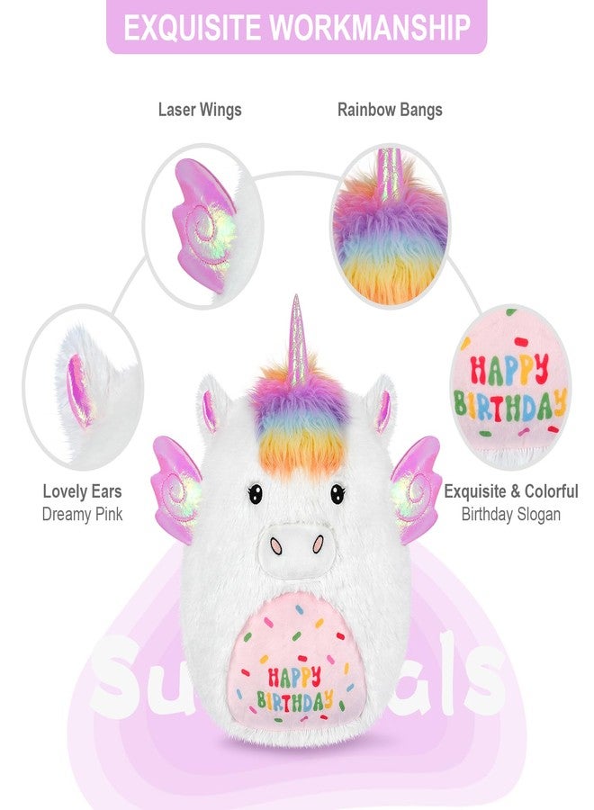 SuzziPals 17'' Happy Birthday Unicorn Plush Pillow, Soft & Squishy, White Unicorn Stuffed Animal for Cuddle, Plushie Room Decor, for Girls & Boys - Image 4