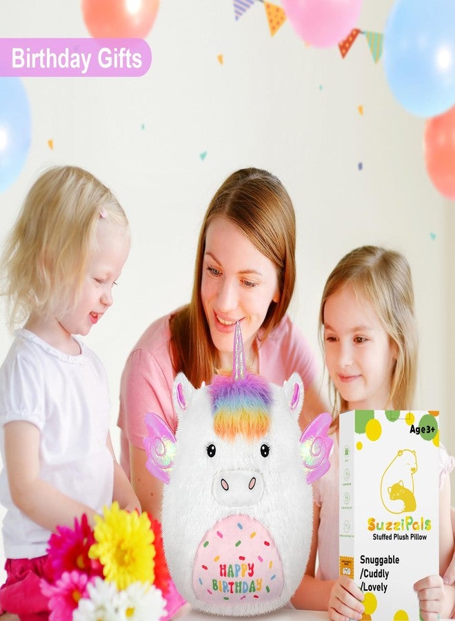SuzziPals 17'' Happy Birthday Unicorn Plush Pillow, Soft & Squishy, White Unicorn Stuffed Animal for Cuddle, Plushie Room Decor, for Girls & Boys - Image 3