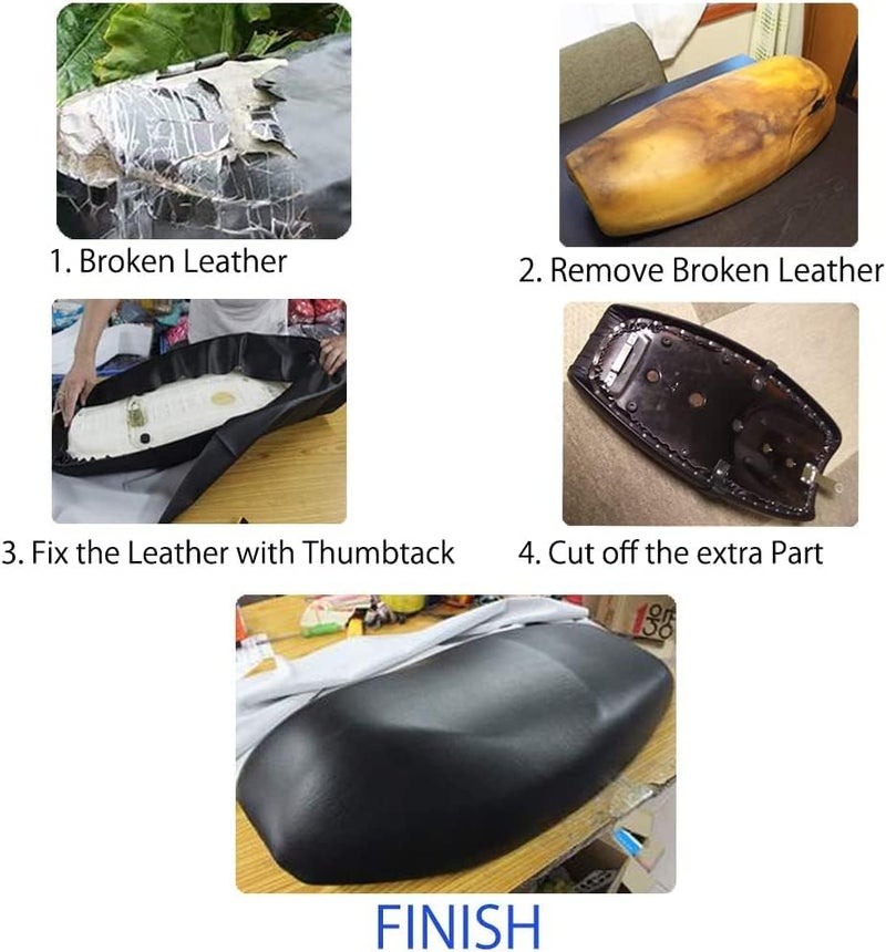 LACE INN MOTOBA Elastic Leather Motorcycle Seat Cover, Universal Motorcycle Flexible Seat Protector DIY with Thumbscrew 100 x 70 cm/39.37 x 27.56 inch - Image 4