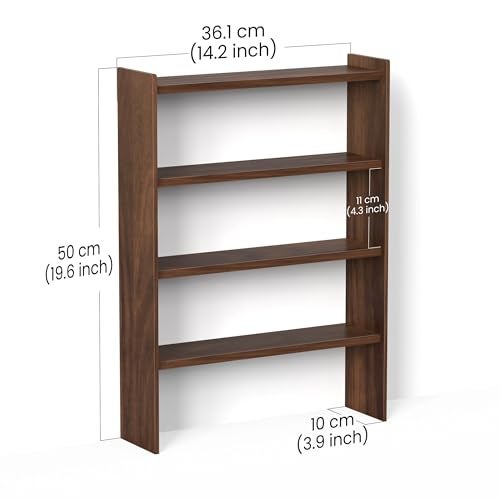 BLUEWUD Yobeo 4 Tier Engineering Wood Spice Masala Rack Shelf Stand Organizer/Spice Bottle Display Rack & Cup Stand for Home & Kitchen, DIY (Do it Yourself), (Brown Maple, 36.1 X 10 X 50 Cm) - Image 5