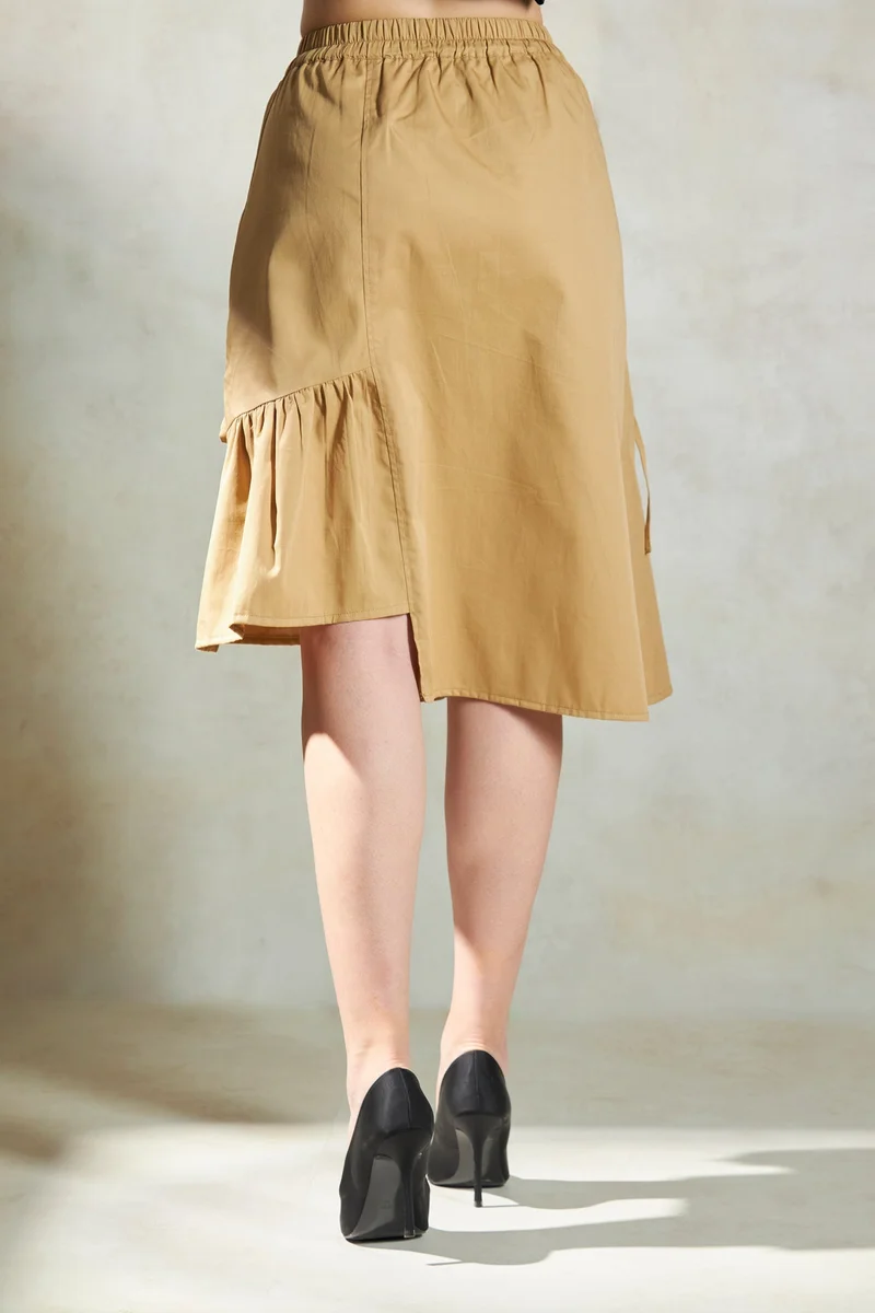 Virgio Virgio Women Solid Cotton Midi Length Skirt