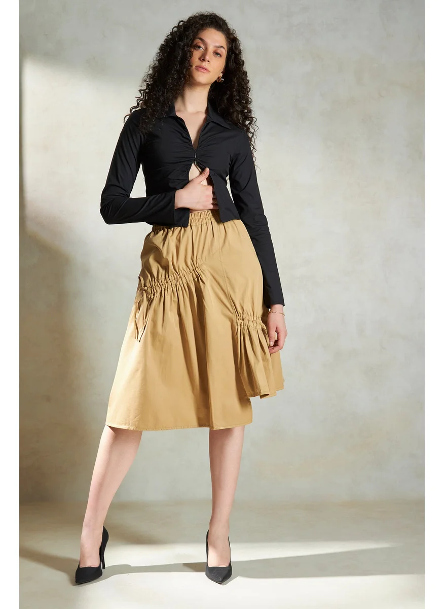 فيرجيو Virgio Women Solid Cotton Midi Length Skirt