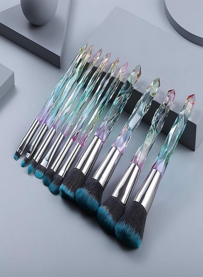Kingtree Makeup Brushes Set, 10PCS Crystal Makeup Brushes Premium Synthetic Powder Foundation Concealer Eye Shadow Brush, Professional Face Eye Make Up Brushes for Girls Women - Image 2