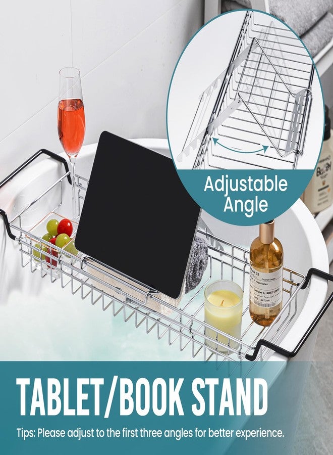 TAILI Bathtub Tray Table for Luxury Bath, Expandable Extra Wide Bthtub Caddy with Reading Holder, 304 Stainless Steel Over The Tub Bath Tray for Bathroom Accessories - Image 5