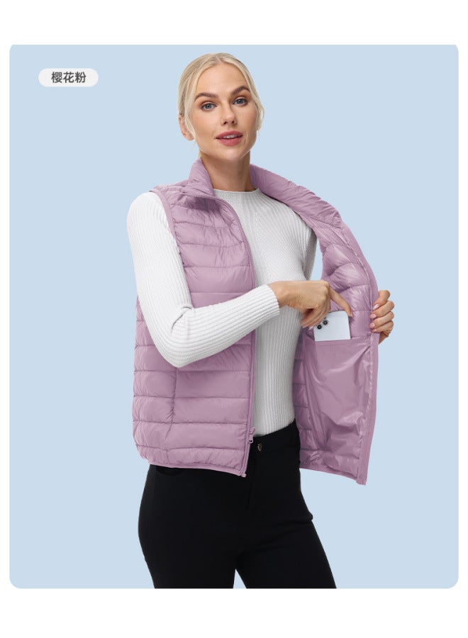 Autumn And Winter Women's Down Vest, Lightweight 80 White Duck Down Slim Fit Warm Top Jacket For Sports And Outdoor Cold Protection