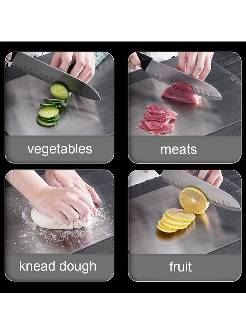 الهالة مجموعة من 2 – لوحات تقطيع من الفولاذ المقاوم للصدأ 316 للمطبخ – لوحات تقطيع قوية للحوم، الجبن، الخضروات والفواكه (23 × 34 سم) - Image 4