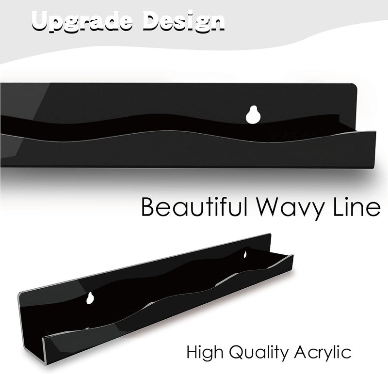 YMVV 15" Nail Polish Rack Wall Mounted Shelf,6 Pack Black Acrylic Organizer Supplies for Nail Techs,Great Display for Salons Retailers - Image 3