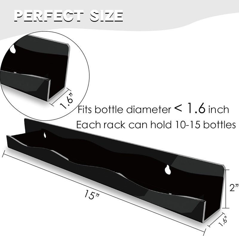 YMVV 15" Nail Polish Rack Wall Mounted Shelf,6 Pack Black Acrylic Organizer Supplies for Nail Techs,Great Display for Salons Retailers - Image 2