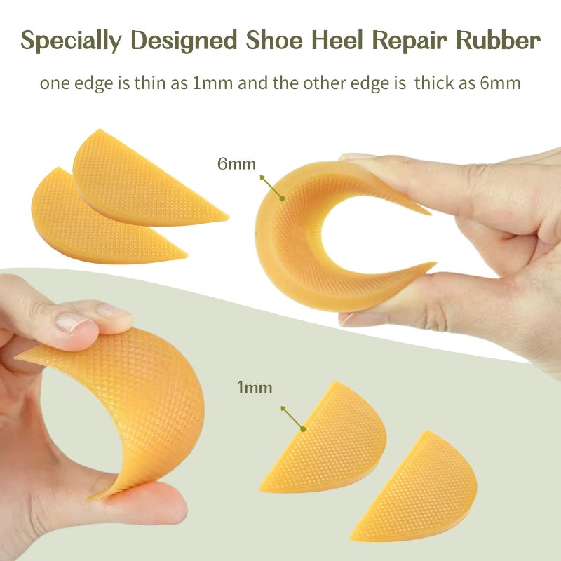 EACOZY Shoe Heel Repair, Rubber Sole Pads, 2 Pairs Heel Bottom Rubber Patch, Yellow - Image 3