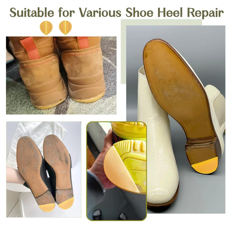 EACOZY Shoe Heel Repair, Rubber Sole Pads, 2 Pairs Heel Bottom Rubber Patch, Yellow - Image 5