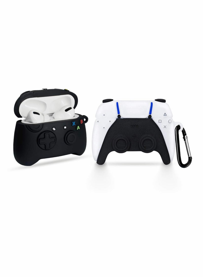 Game Controller Airpods Pro Case, 3D Fashion Cool Design, Unique Stylish Protective Skin Accessories, Airpods Pro Silicone Case 2 Pack (Black) - Image 1