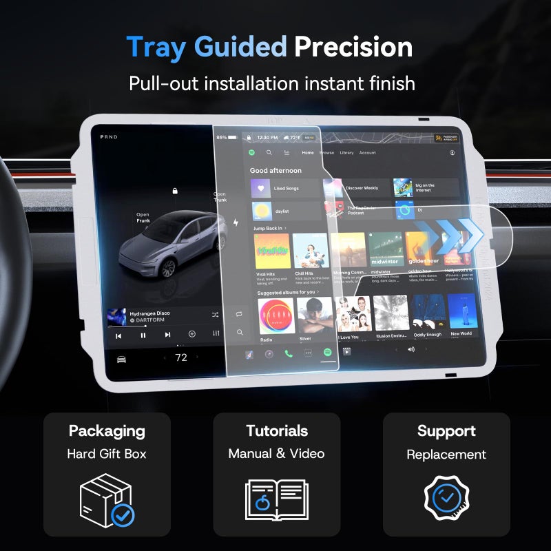 SUMK 15.4 inch Screen Protector for Tesla Model 3/Y Accessories [9H & Anti-Fingerprint] Front & Back Tempered Glass Screen Protector for Tesla Model Y 2025 & Model 3 Highland 2024-2026 - Glossy - Image 5