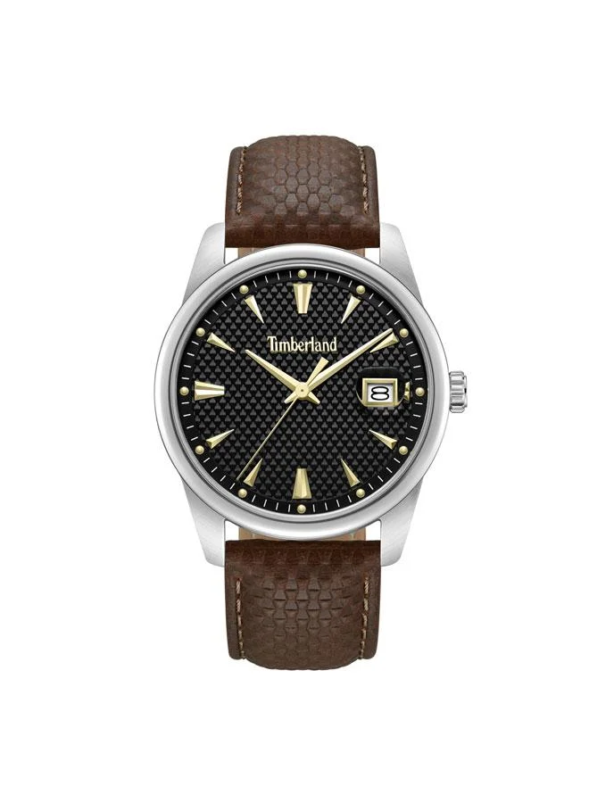 تمبرلاند Jahscepi Black Dial Leather Strap Analog Watch for Men, 42mm