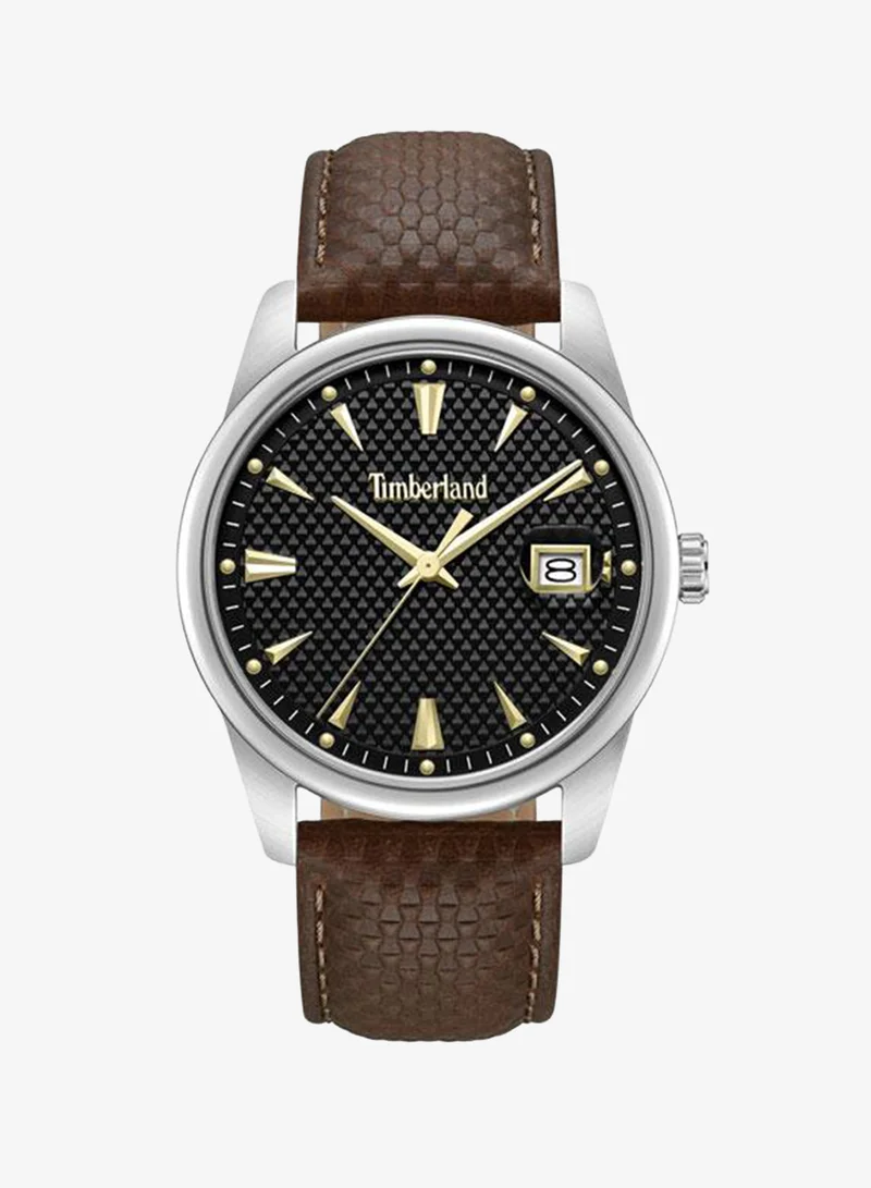 تمبرلاند Jahscepi Black Dial Leather Strap Analog Watch for Men, 42mm