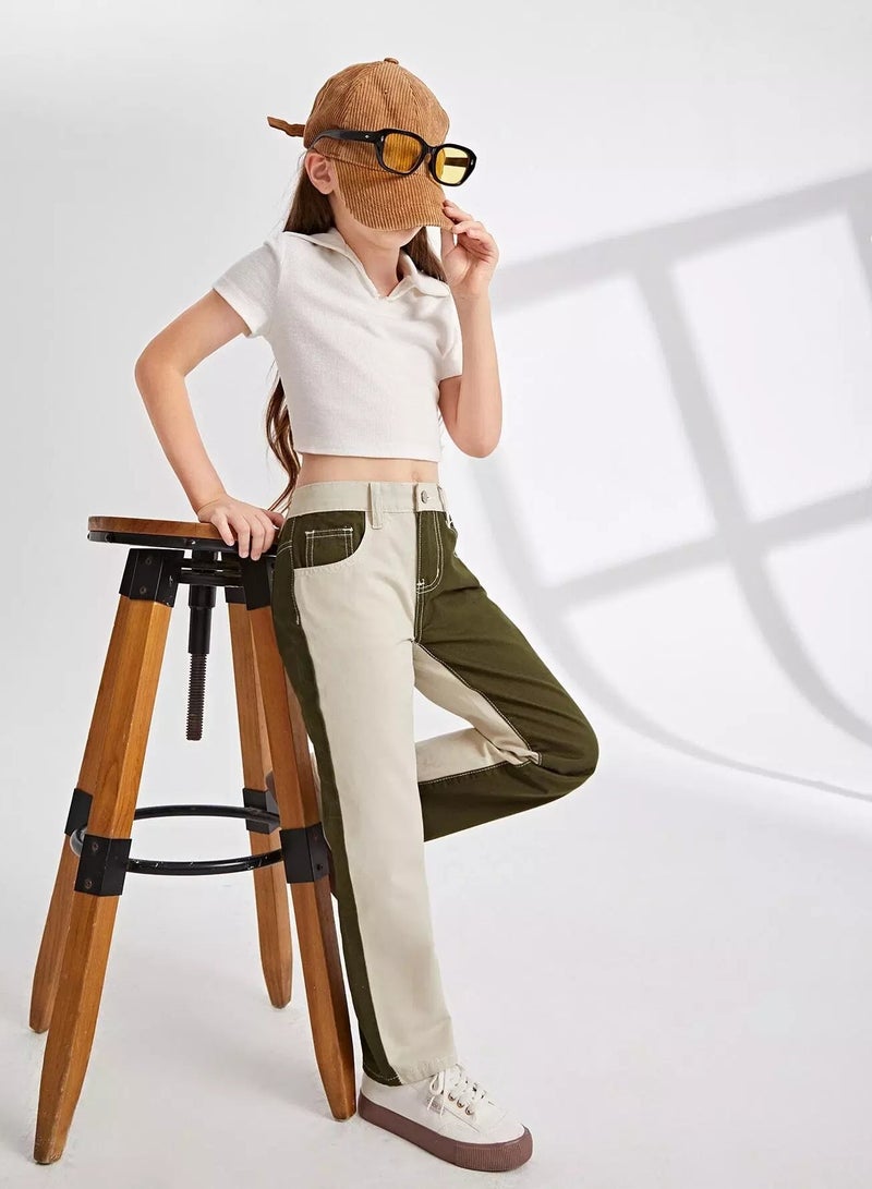 Girls Two Tone Straight Leg Jeans  - Image 5