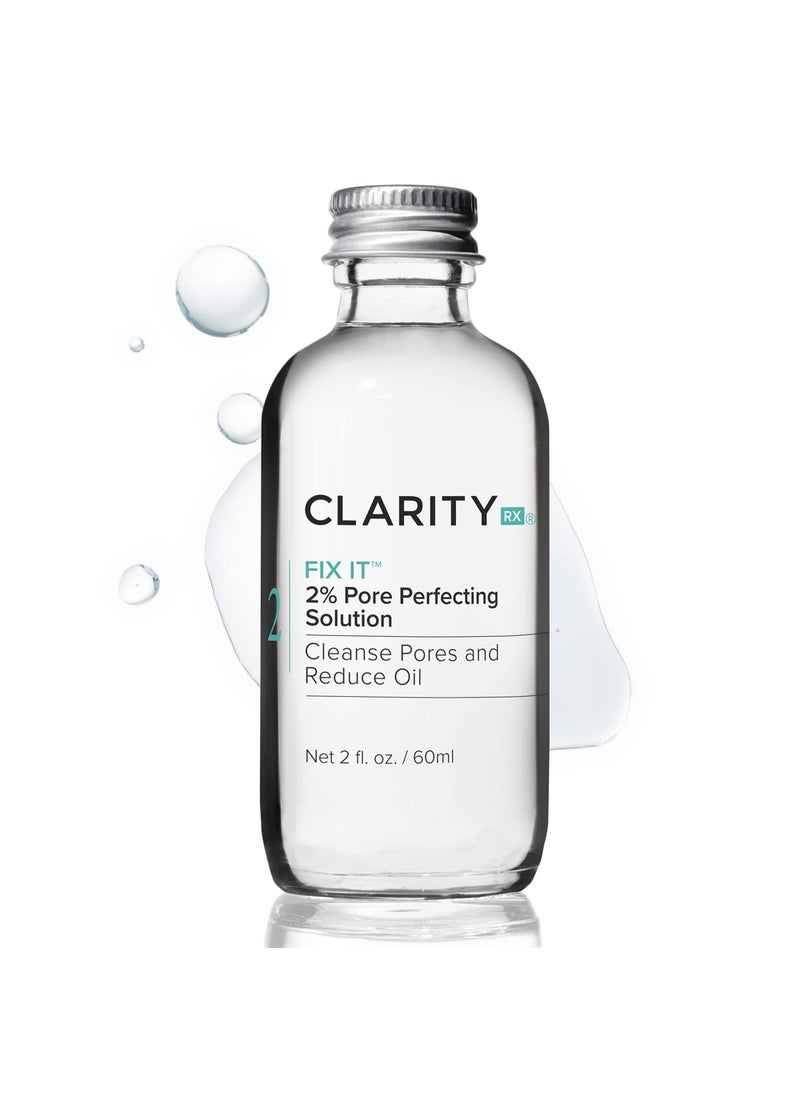 ClarityRx - ClarityRx Fix It 2% Salicylic Acid Pore Perfecting Solution, Natural Plant-Based Treatment for Acne-Prone & Oily Skin (2 fl oz) - Image 1