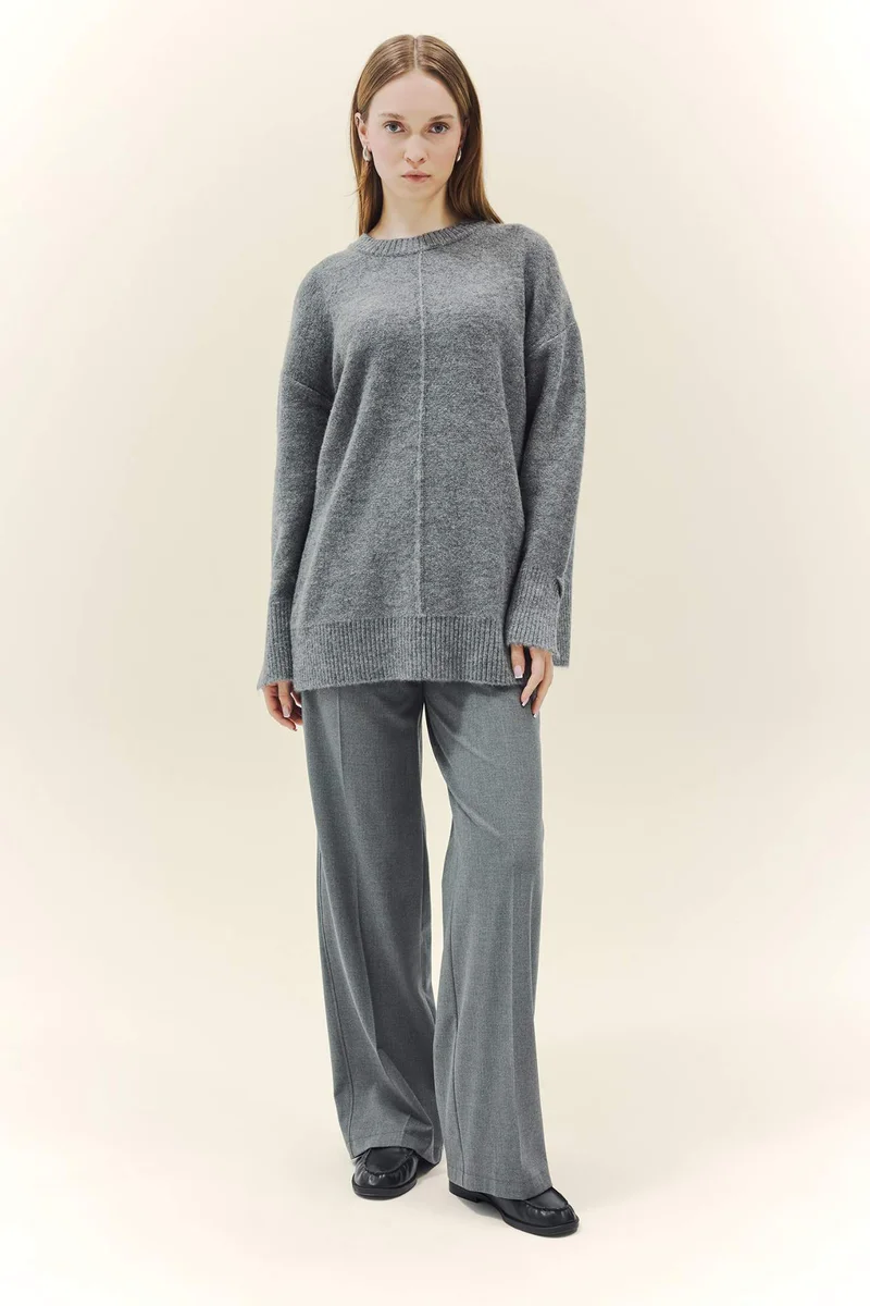 ديفاكتو Loose Fit Knitwear Crew Neck Tunic