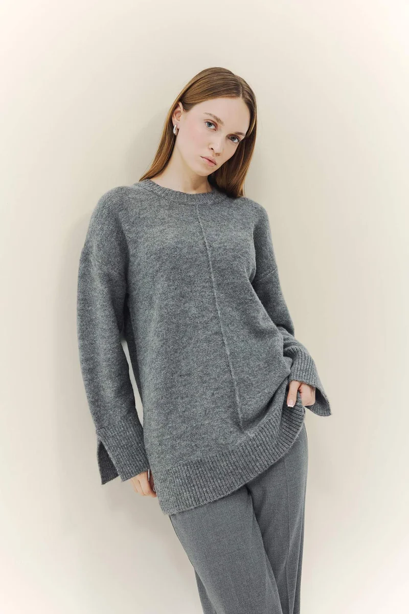 ديفاكتو Loose Fit Knitwear Crew Neck Tunic