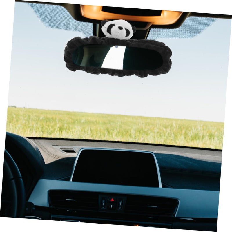 Cute Panda Rearview Mirror Covers Furry Protector Cozy Car Interior Accessories - Image 5