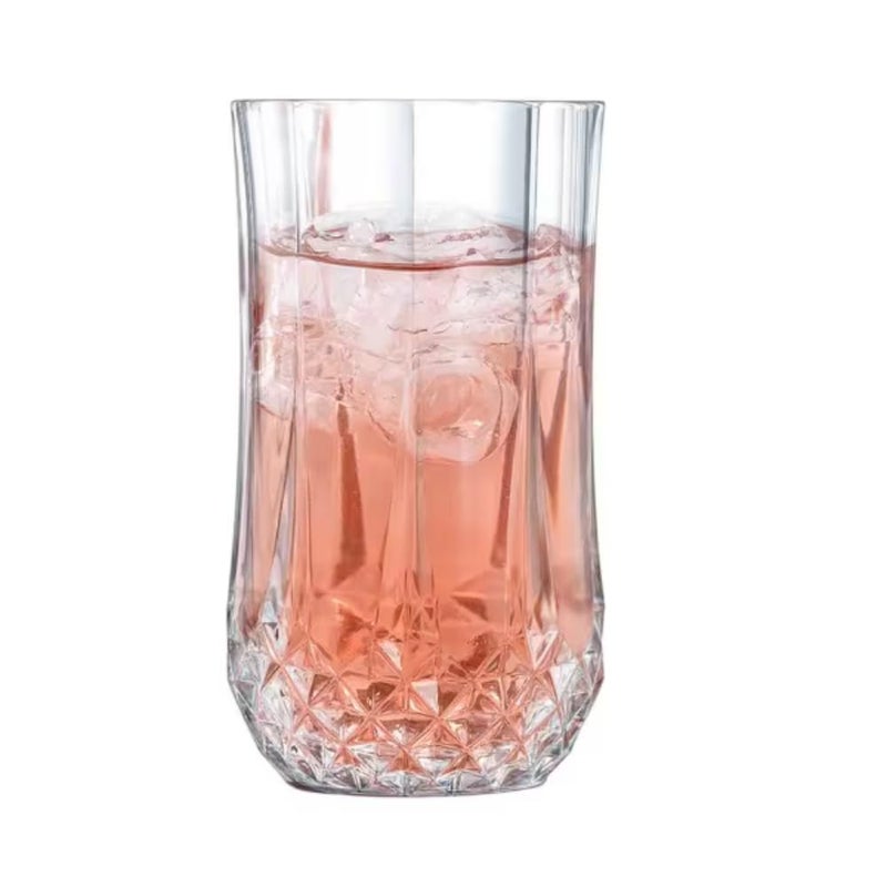 SkyKey Crystal Diamond Cut Straight Imported Transparent Juice and Water Glasses 300 ml 6 Pcs Set - Image 4