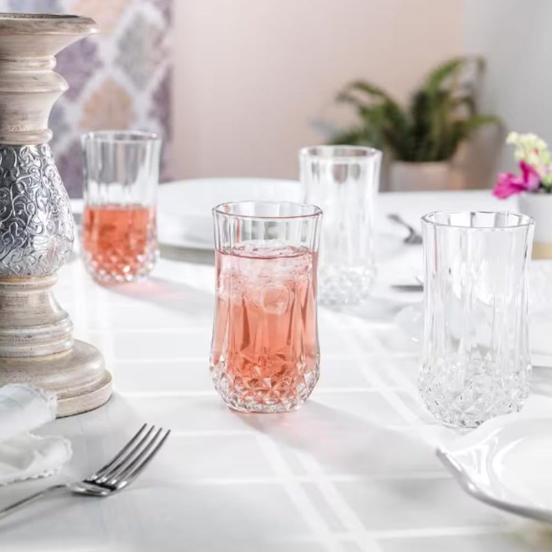 SkyKey Crystal Diamond Cut Straight Imported Transparent Juice and Water Glasses 300 ml 6 Pcs Set - Image 1