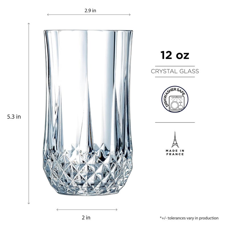 SkyKey Crystal Diamond Cut Straight Imported Transparent Juice and Water Glasses 300 ml 6 Pcs Set - Image 5
