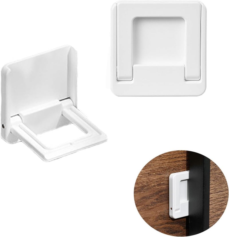 UtySty 2 Pack Sliding Door Lock Handle Foldable Sticky Safety Non Punching Grip Sticker for Slide Window Closet Cabinet Glass Doors Home Kitchen Washing Room Toilet - Image 1
