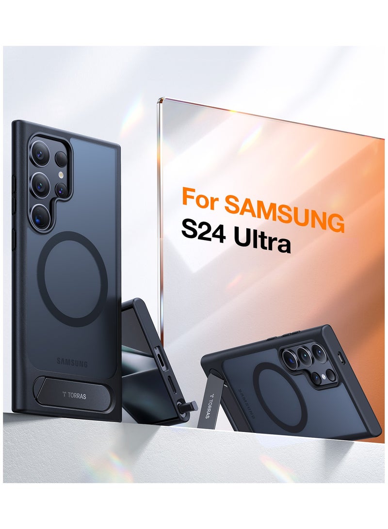 حامل مغناطيسي قوي وسلس لهاتف سامسونج جالاكسي S24 ألترا، مناسب لمغناطيس ماغ سيف، حماية من السقوط بمعيار عسكري، حامل قابل للتعديل لهاتف سامسونج جالاكسي S24 ألترا، أسود غير لامع نحيف - Image 2
