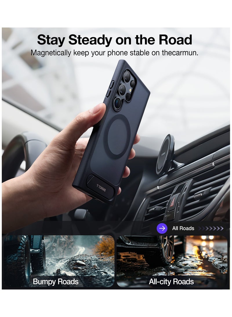 حامل مغناطيسي قوي وسلس لهاتف سامسونج جالاكسي S24 ألترا، مناسب لمغناطيس ماغ سيف، حماية من السقوط بمعيار عسكري، حامل قابل للتعديل لهاتف سامسونج جالاكسي S24 ألترا، أسود غير لامع نحيف - Image 4