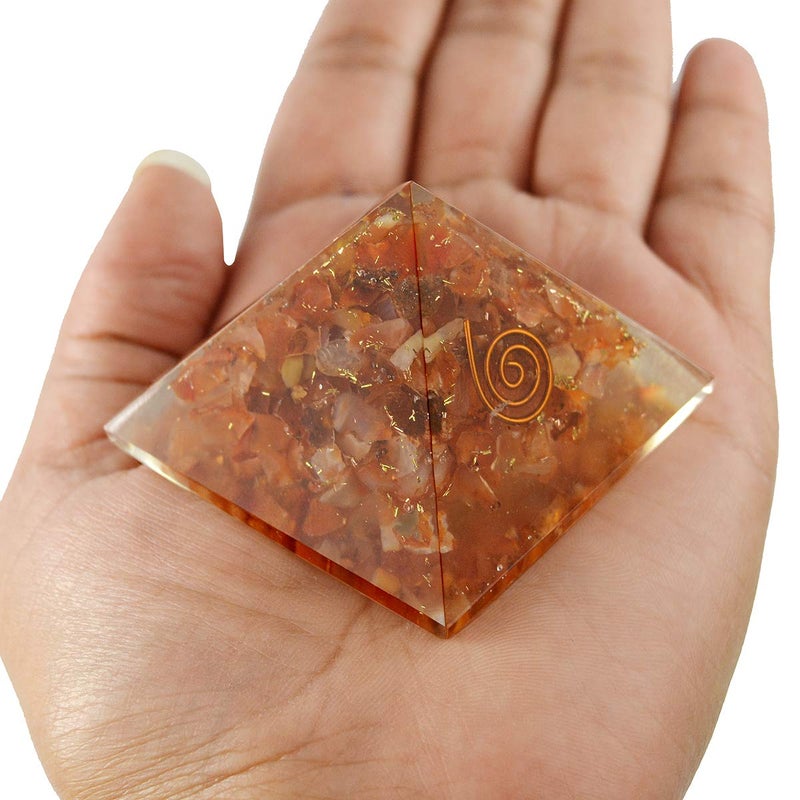 Crystu Natural Carnelian Orgone Pyramid for Reiki Healing Crystal Healing Stone Orgonite Pyramid Size 40-50 mm (Color : Red/Orange) Pack of 1 pc - Image 5
