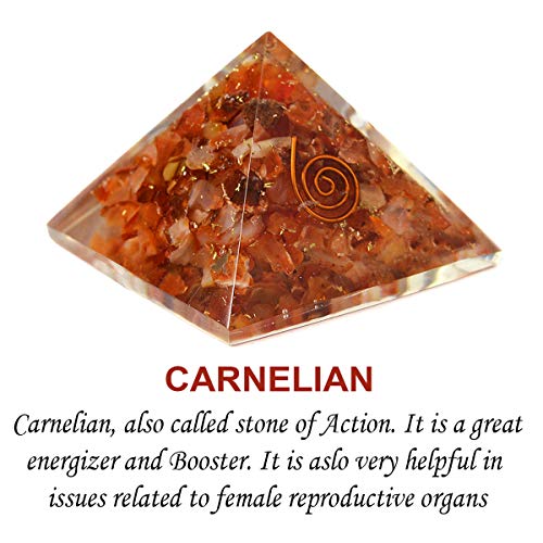 Crystu Natural Carnelian Orgone Pyramid for Reiki Healing Crystal Healing Stone Orgonite Pyramid Size 40-50 mm (Color : Red/Orange) Pack of 1 pc - Image 3